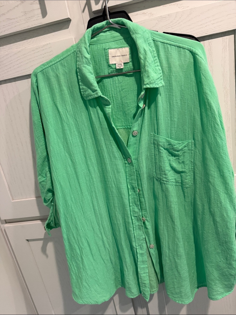American Eagle Outfitters Lightweight Button-Down Shirt - Mint Green